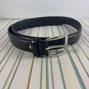 Canyon Sky Belt Mens Medium Black Embossed Southwestern Tooled Silver Buckle